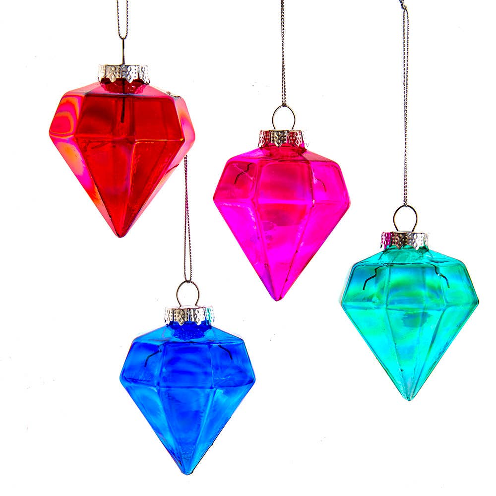 Kurt S. Adler, Inc. - Glass Colored Jewel Ornaments, 4 Assorted