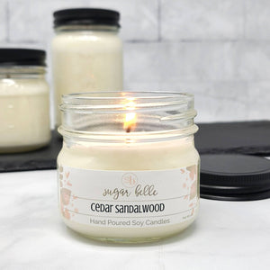 Cedar Sandalwood Mason Jar Soy Candle - 4 oz