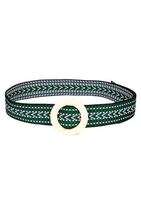 Braided Boho Pattern Round Buckle Belt in Green