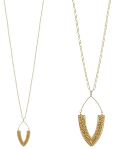 Mustard Wood Leaf and Gold Necklace
