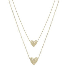 Load image into Gallery viewer, Gold Double Layered Heart Necklace