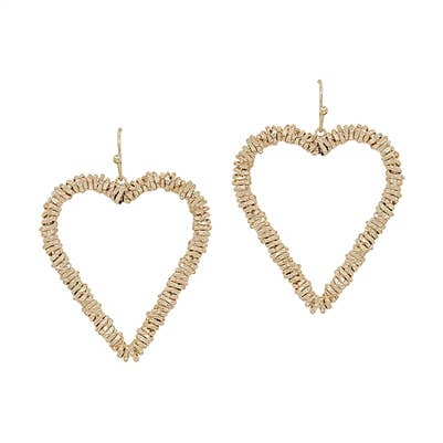 Gold Open Textured Heart Earrings