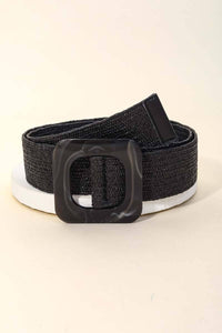 Black Acetate Buckle Braided Elastic Belt