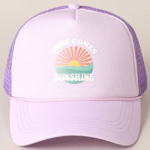 Here Comes Sunshine Trucker Hat - Purple