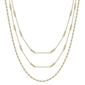 Dainty Triple Chain Beaded Necklace