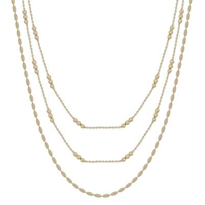 Dainty Triple Chain Beaded Necklace