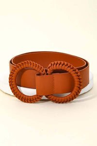 Camel Double Ring faux leather Belt