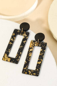 Acetate Gold Flakes Rectangle Earrings