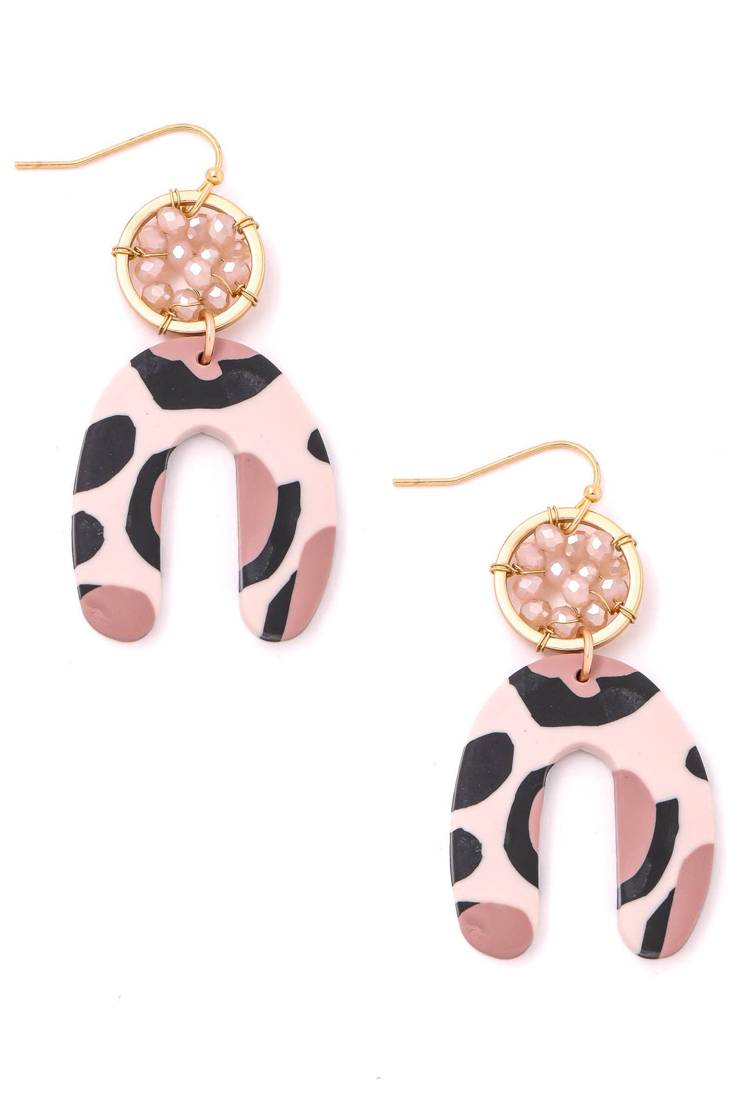 Large Print Animal Print U Shape Drop Earrings