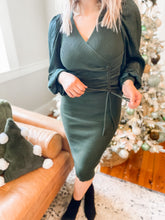 Load image into Gallery viewer, Deck The Halls Ribbed Sweater Dress