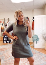 Load image into Gallery viewer, Love at first sight sweater dress in Olive Grey