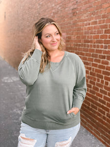 Simple Enough Pullover in Army Green