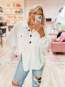 Ivory Favorite oversized half button pullover