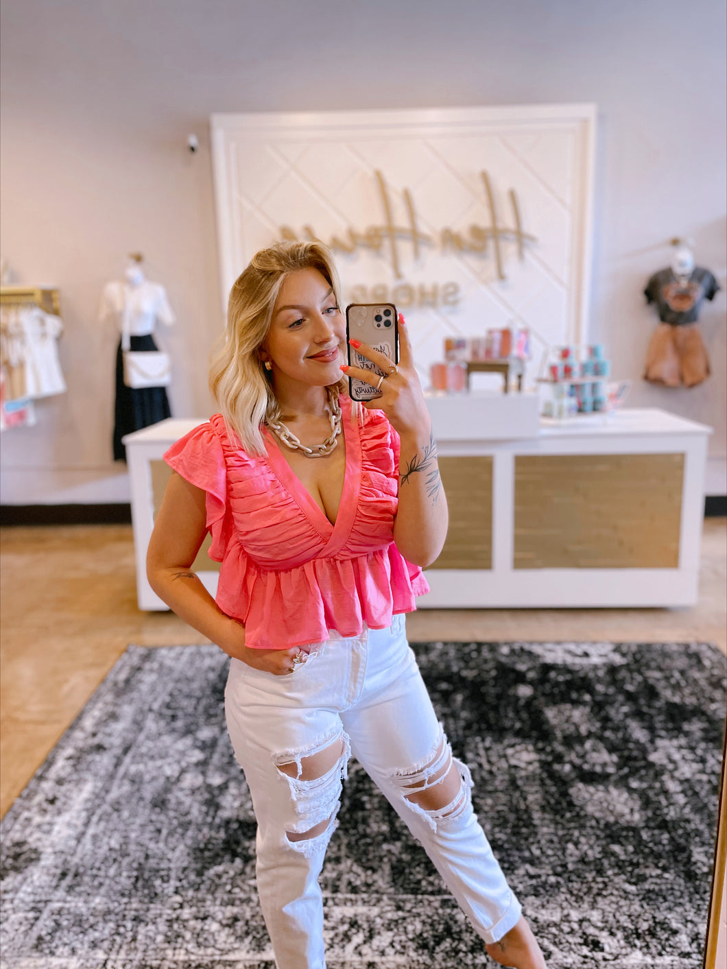 It's All In The Ruffles Top in Pink