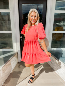 Build You Up Dress - Coral