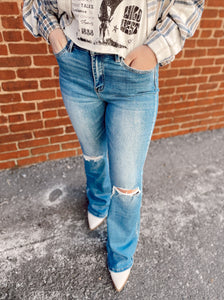 Bella High Rise Distressed Flares