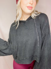 Load image into Gallery viewer, Soft and Simple Athletic Crop Hoodie in Black