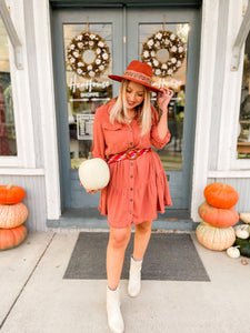 It's a Sure Thing Linen Dress in Rust