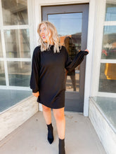 Load image into Gallery viewer, Let&#39;s Talk Cozy Sweater Dress - Black