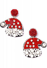 Load image into Gallery viewer, Mrs. Claus Hat seed bead earrings