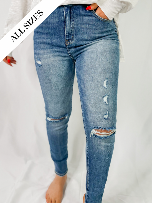 RISEN Brax High Rise Distressed Skinny Jean