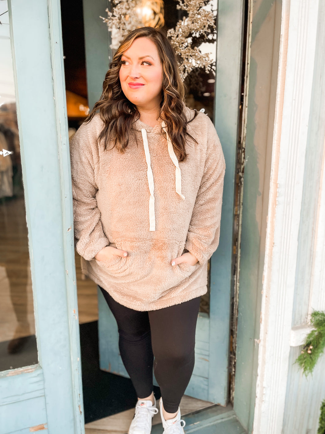 Curvy Cozy Up With Me Hoodie - Taupe