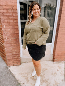 Curvy Back to Basics Long Sleeve in Olive