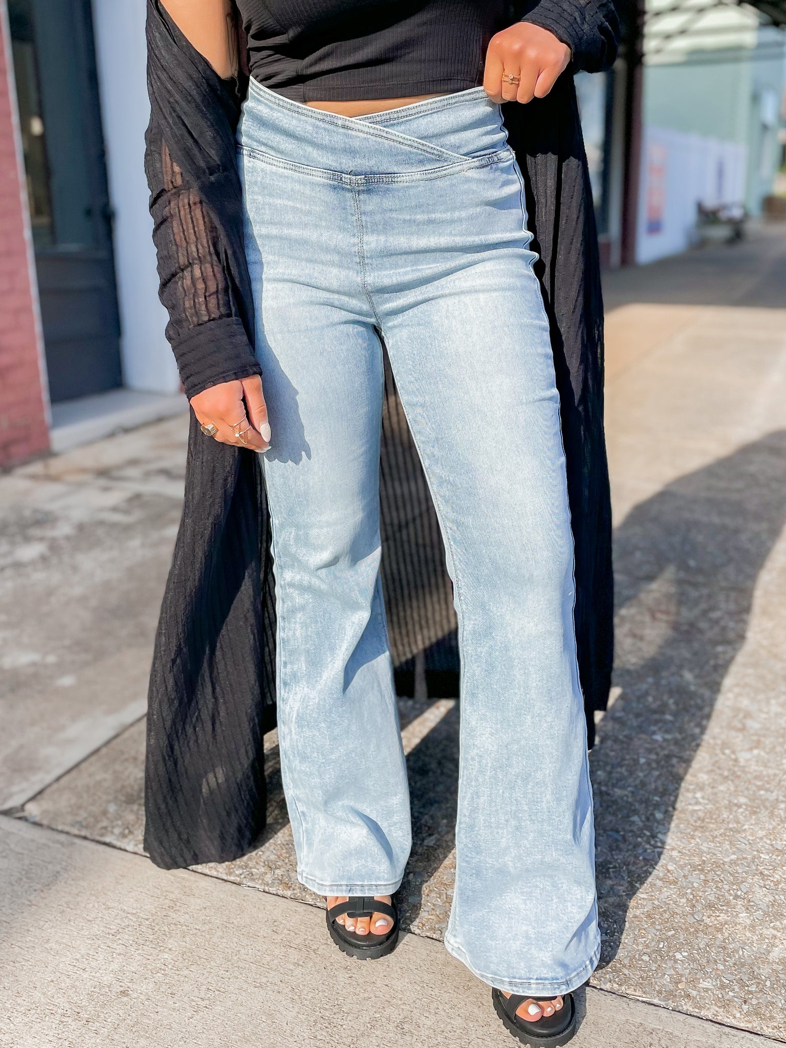 Sneak Peak High Rise Plus Kick Ankle Flare Jeans