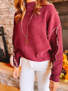 Step Into Chenille Sweater in Wine