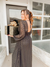Load image into Gallery viewer, Splash of tinsel maxi dress in black