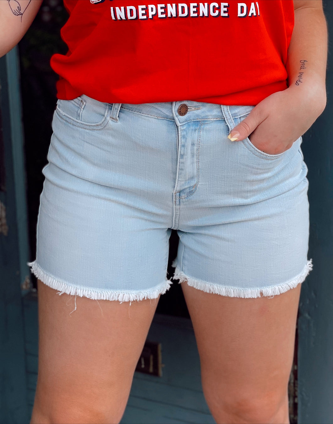 Judy Blue high waist bleach cut off shorts