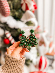 Oh Christmas tree seed bead earrings