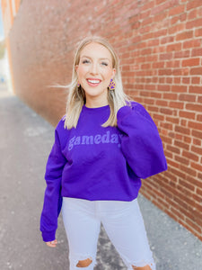 Purple Puffy Sweatshirt Game Day Sweatshirt