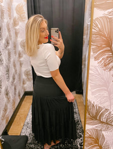 The Sarah Broomstick Skirt in Black