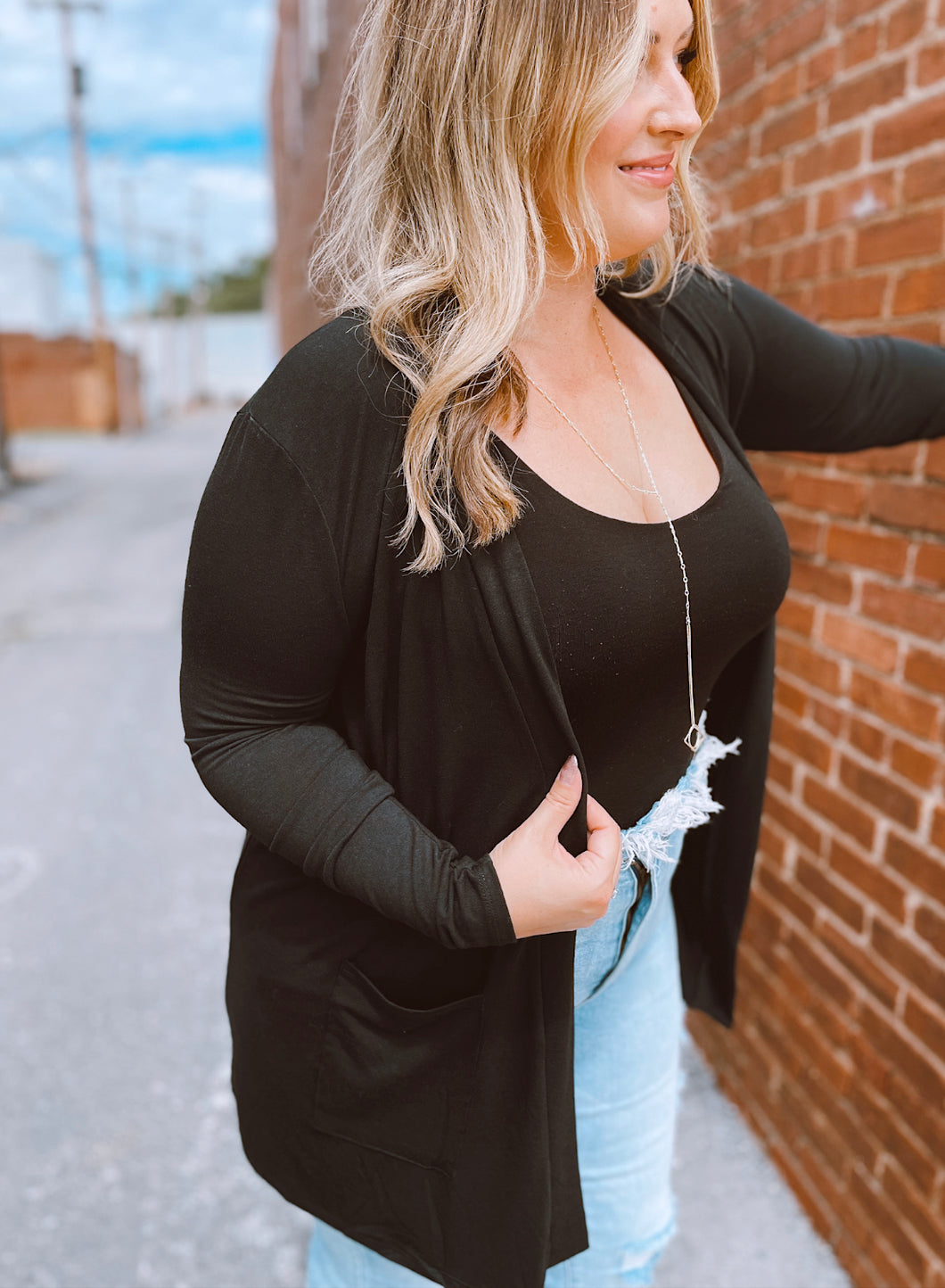 Curvy everyday simple slouchy cardigan