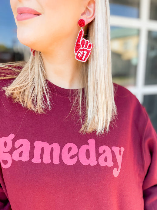 Maroon and White Game Day #1  Earring
