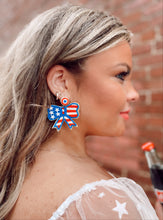 Load image into Gallery viewer, Seed Bead Patriotic Bow Earrings