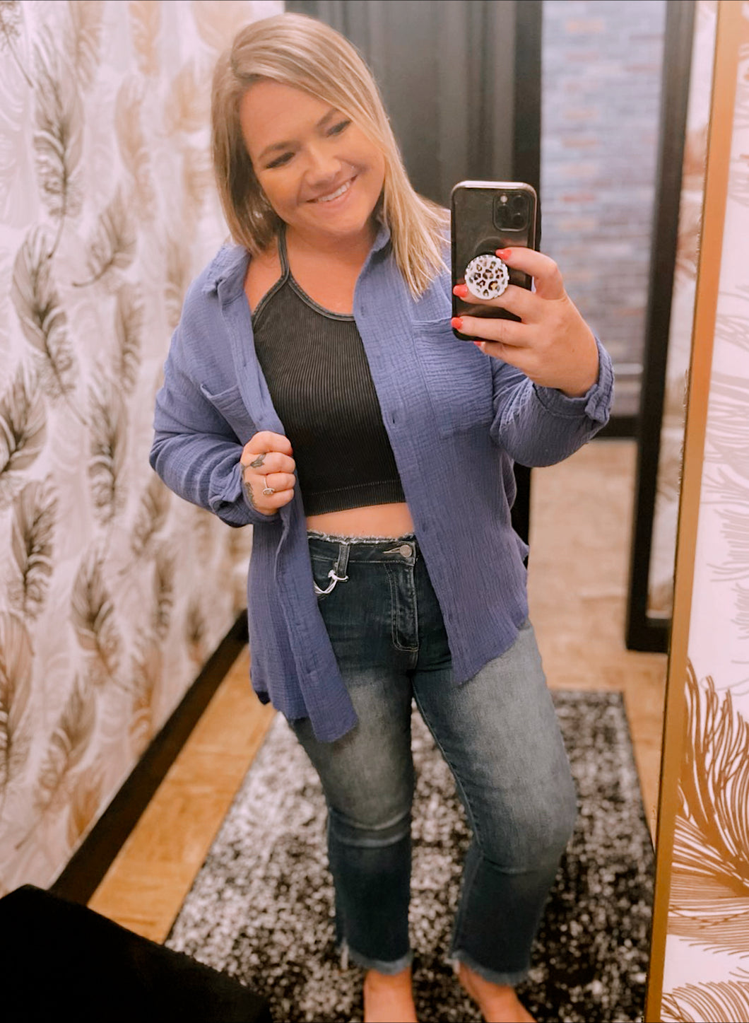 Never Ending Smile Button Up in Indigo