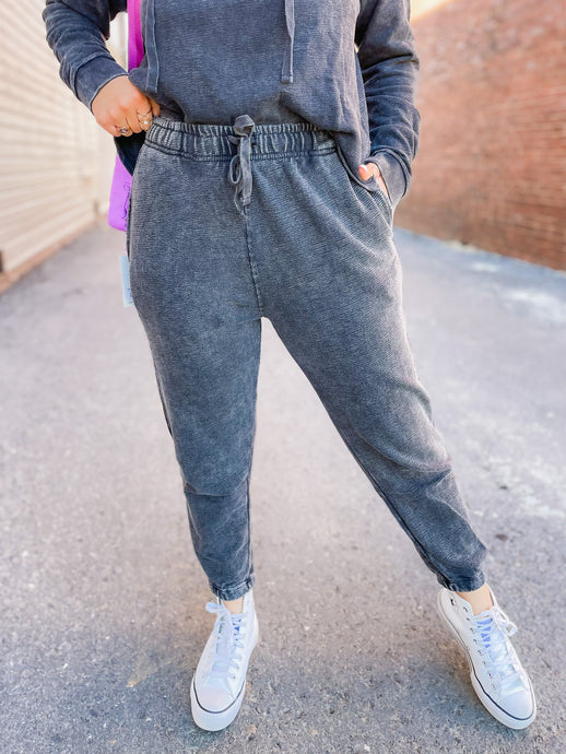 Mineral-Washed Jacquard Joggers