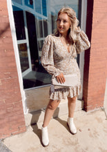Load image into Gallery viewer, Picture perfect floral mini dress in Taupe