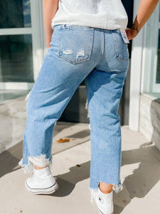 Super high rise crop wide leg jeans