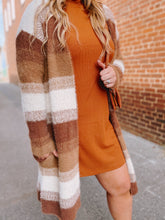 Load image into Gallery viewer, Warm + Fuzzy feels cardigan in camel