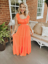 Load image into Gallery viewer, Helen’s Flirty Textured Maxi Dress in Clementine