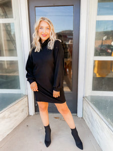 Let's Talk Cozy Sweater Dress - Black