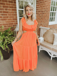 Helen’s Flirty Textured Maxi Dress in Clementine