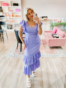 Cotton Candy Gingham Maxi Dress