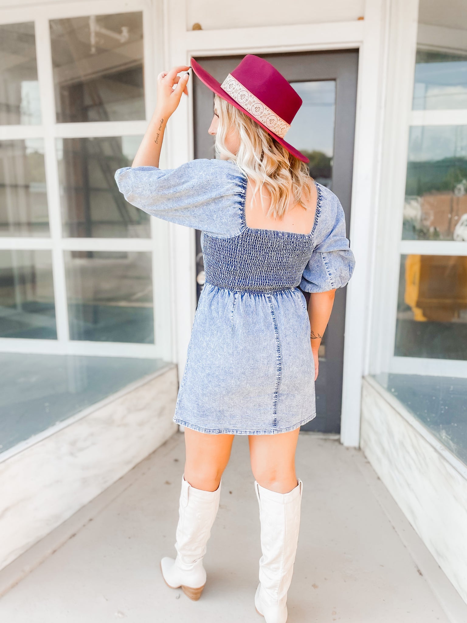 Small town festival denim dress Henhouse Shoppe Small town festival denim dress Henhouse Shoppe