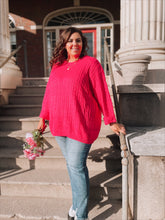 Load image into Gallery viewer, Curvy Favorite Pink Cableknit Sweater