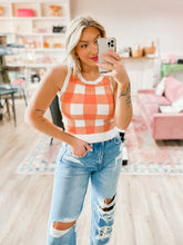 Load image into Gallery viewer, Life is Good Gingham Tank in Peach