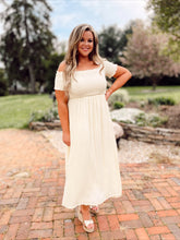 Load image into Gallery viewer, Little buttercup smocked ruffle trim midi dress